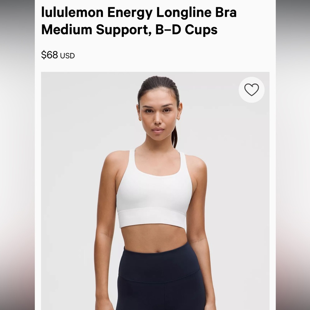 Lululemon Energy Longline Bra Medium Support Light blue/Gray Sports bra
